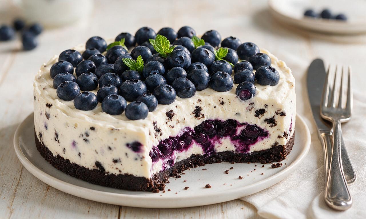 Blueberry Cookies and Cream Pie