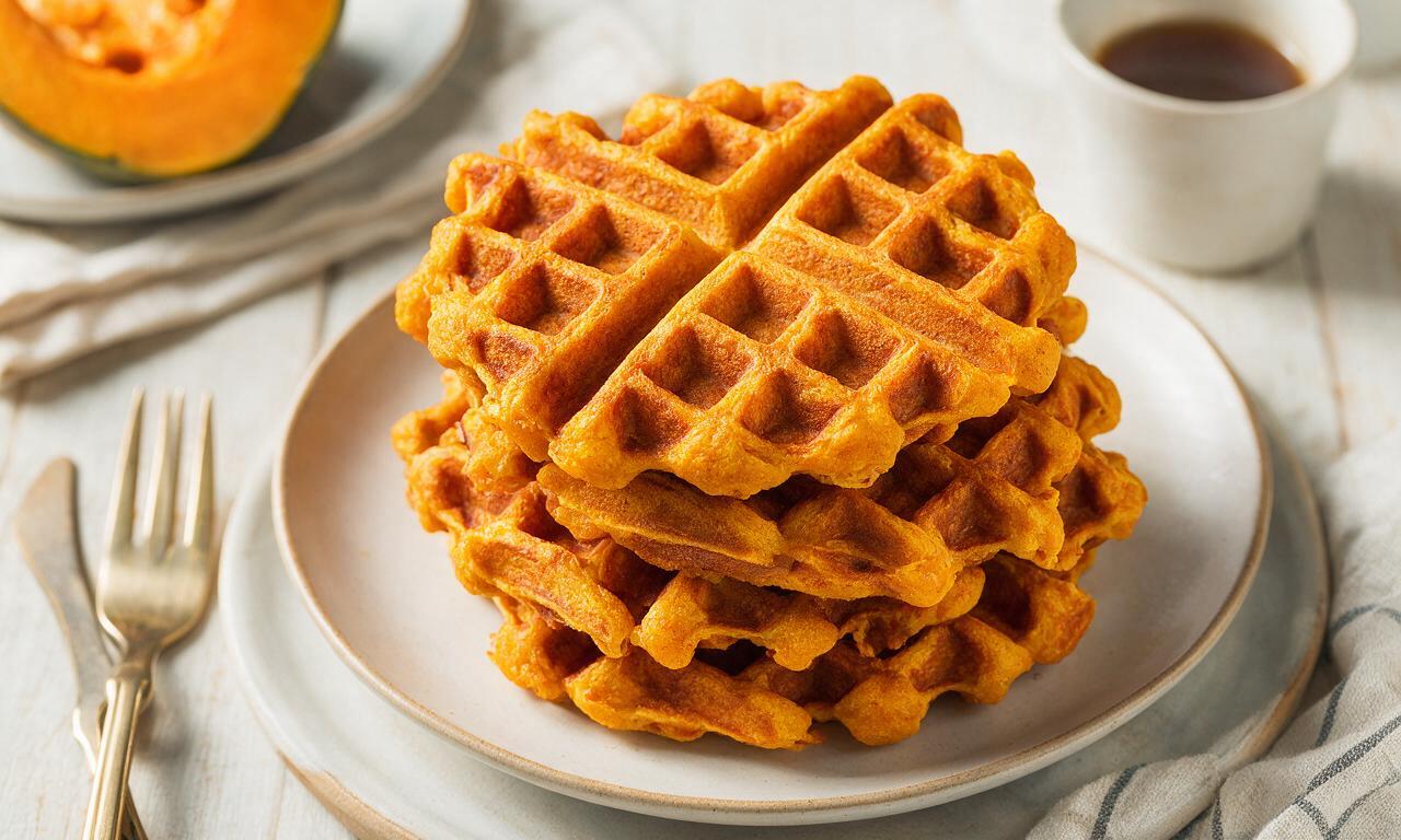 Fluffy Spiced Pumpkin Waffles