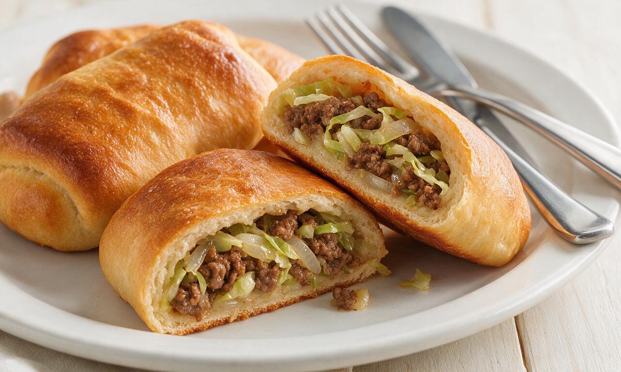 Nebraska Runza (Savory Beef & Cabbage Stuffed Bread Rolls)