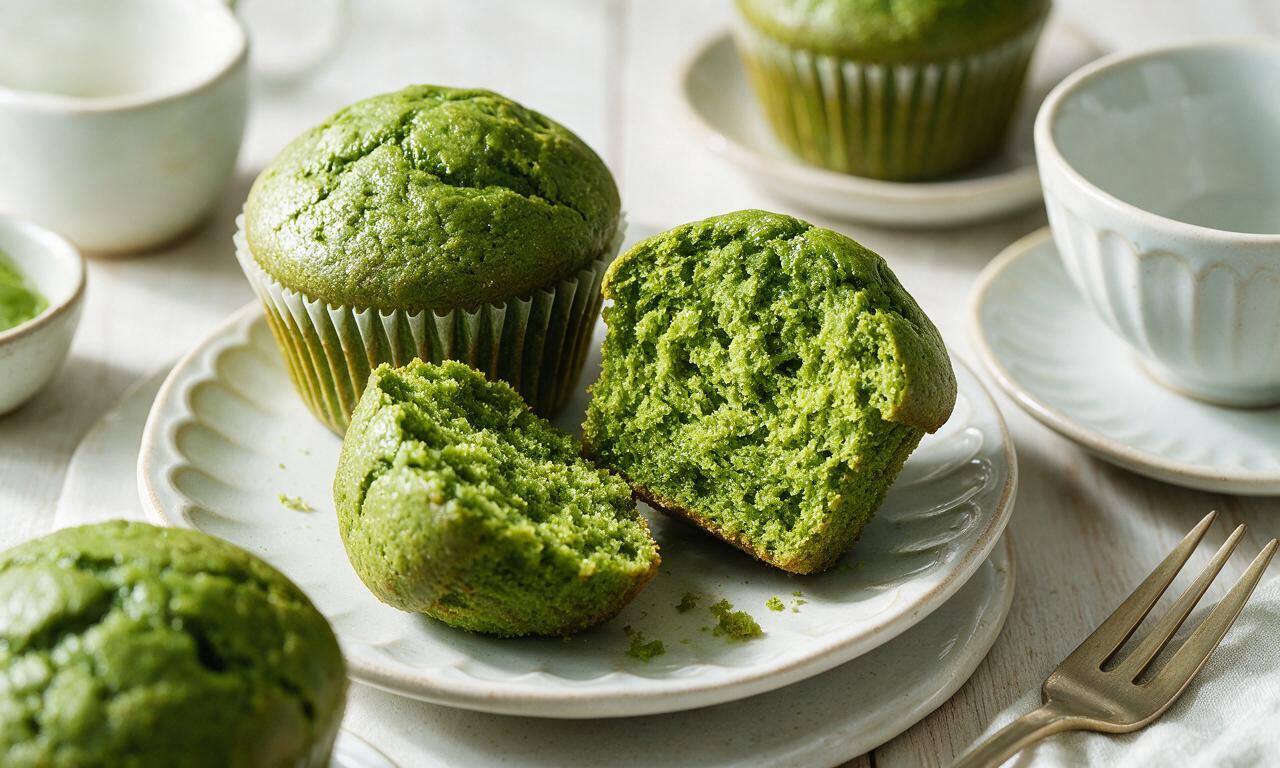 Moist Matcha Green Tea Muffins