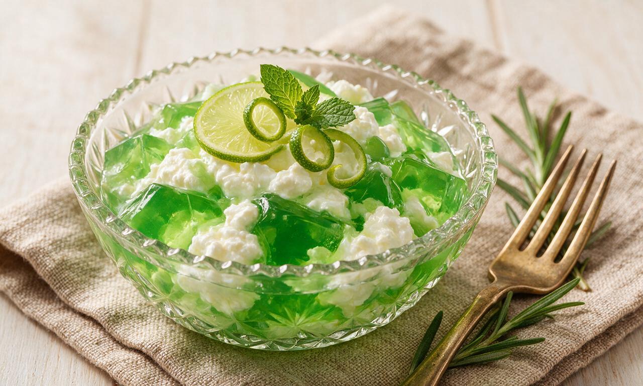 Lime Jell-O with Cottage Cheese