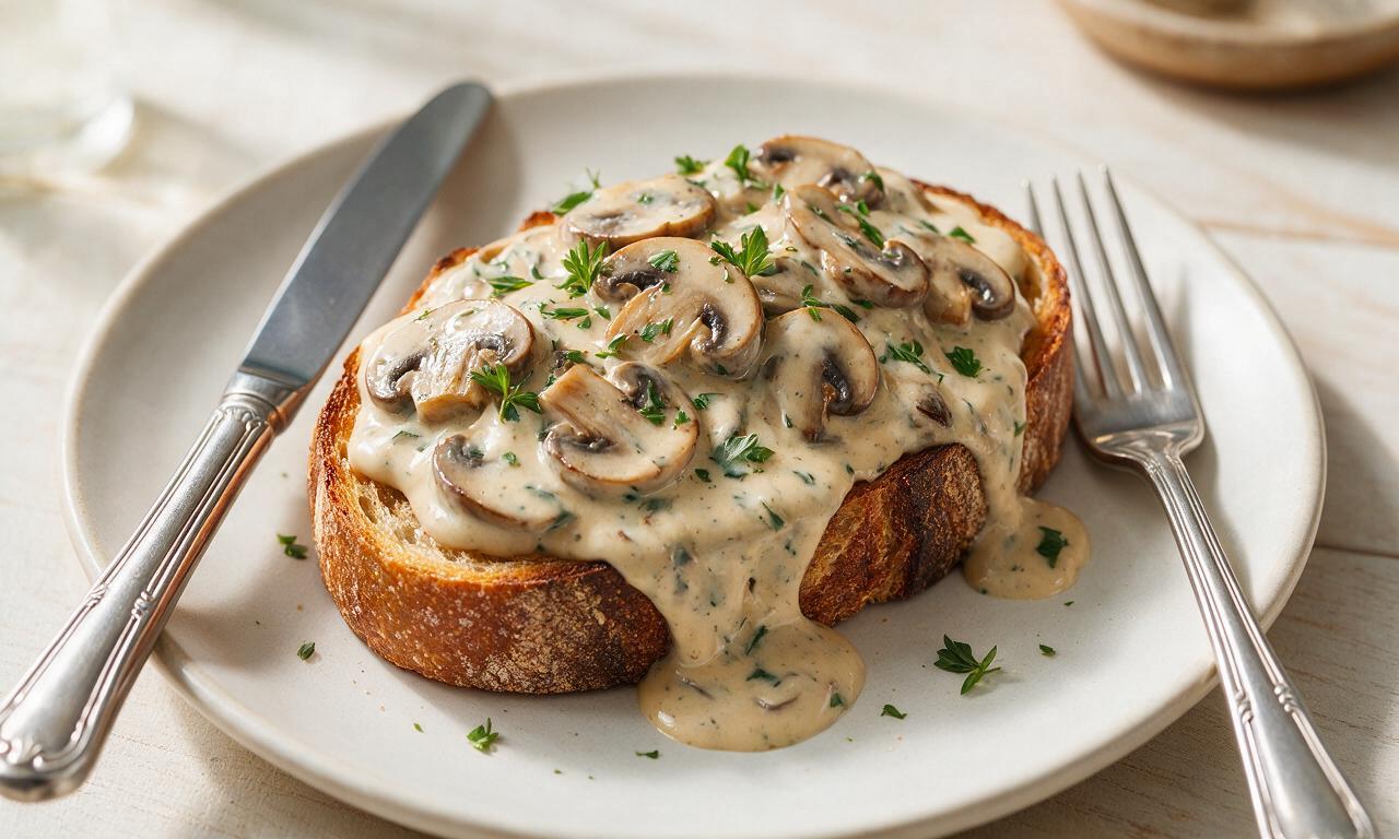 Creamed Mushrooms on Toast