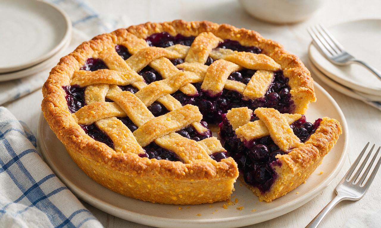 Blueberry Pie with Cornmeal Crust