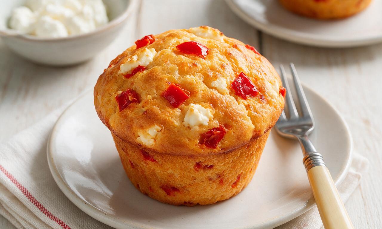 Roasted Red Pepper and Goat Cheese Muffin