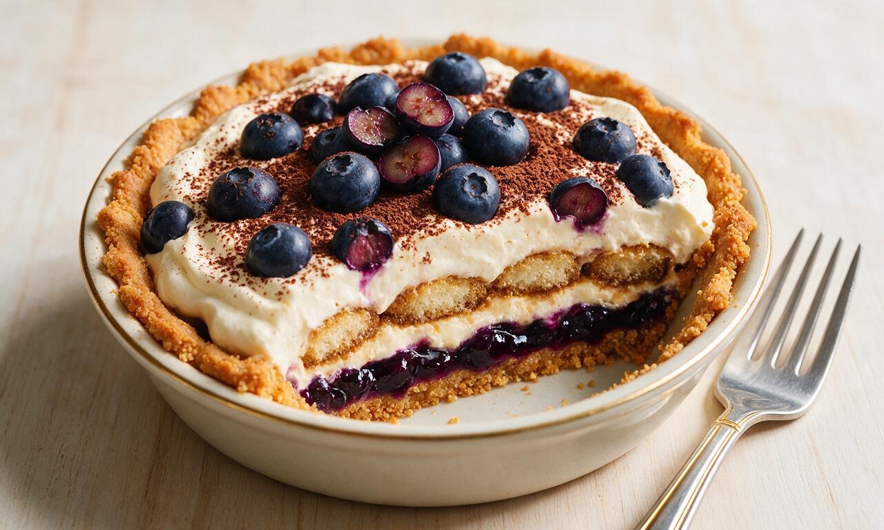 Blueberry Tiramisu Pie